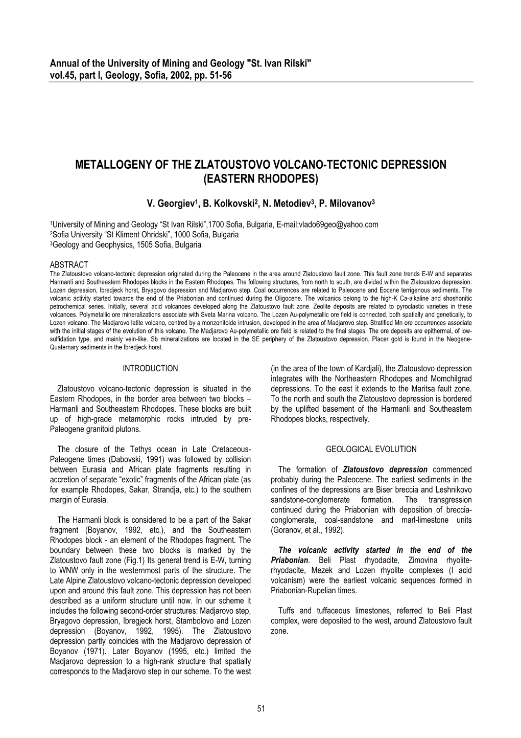 Metallogeny of the Zlatoustovo Volcano-Tectonic Depression (Eastern Rhodopes)