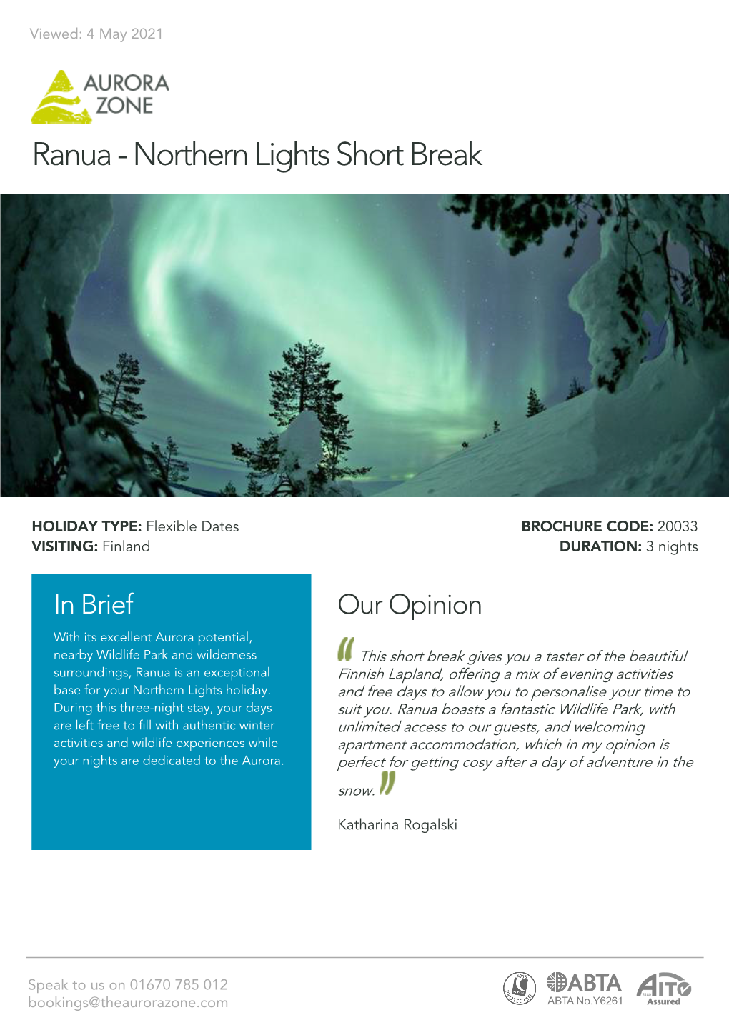 Ranua - Northern Lights Short Break