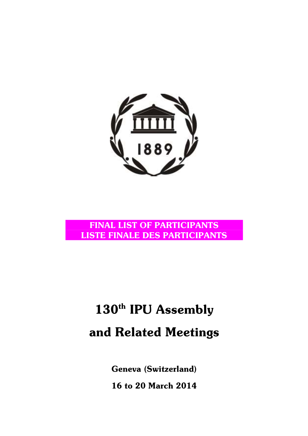 130Th IPU Assembly and Related Meetings