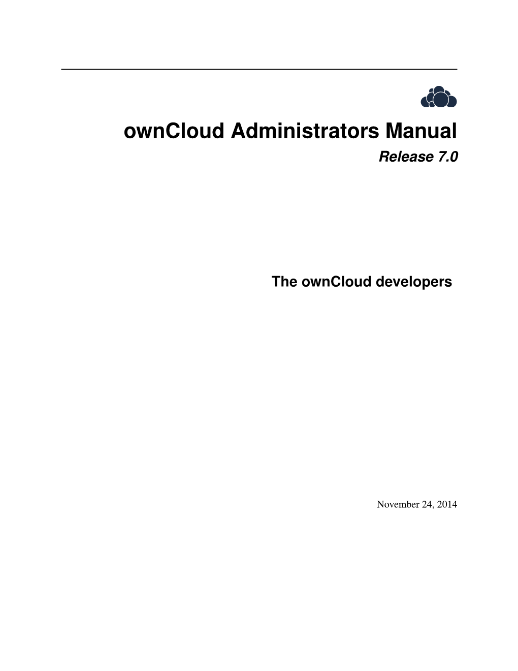 Owncloud Administrators Manual Release 7.0