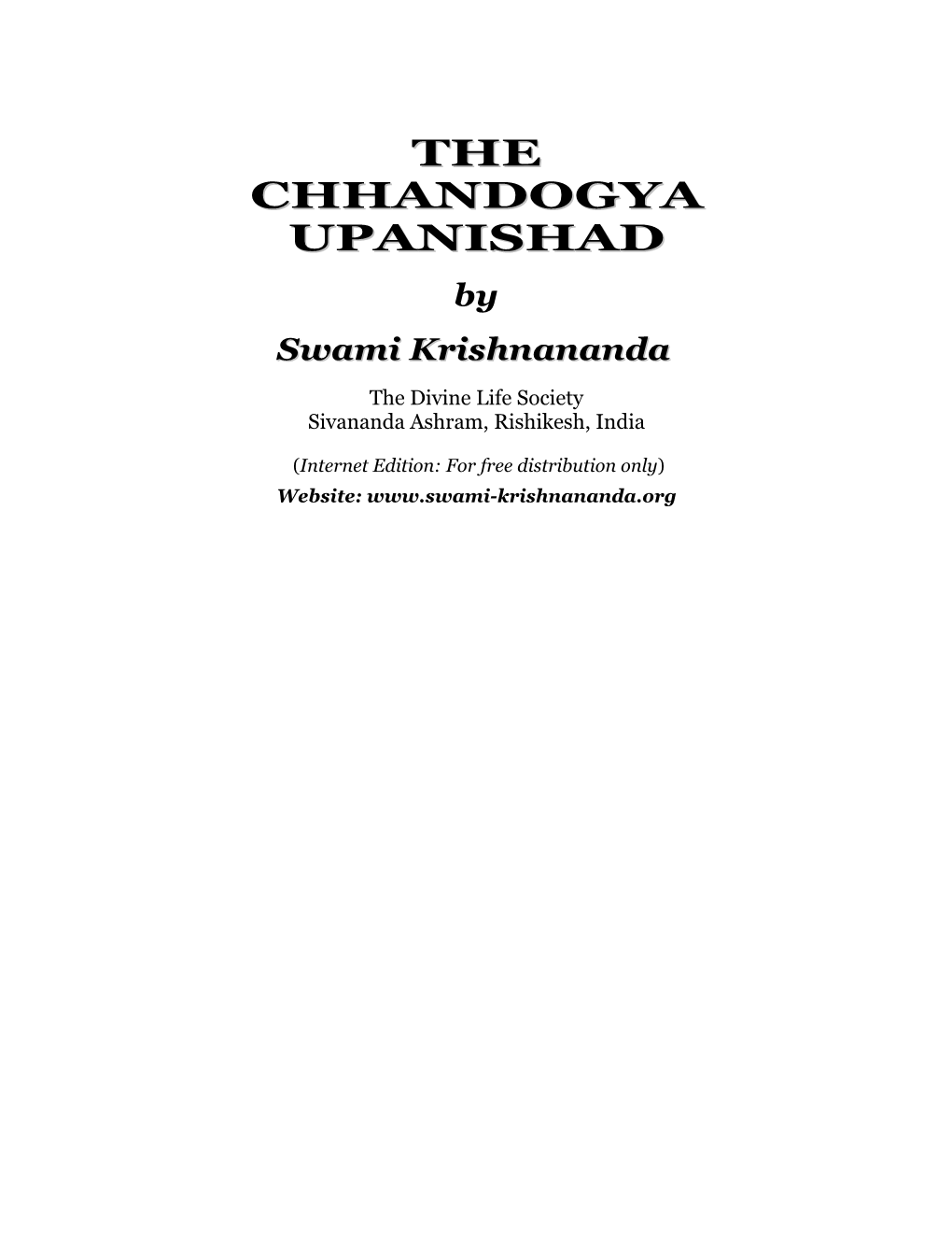 The Chhandogya Upanishad