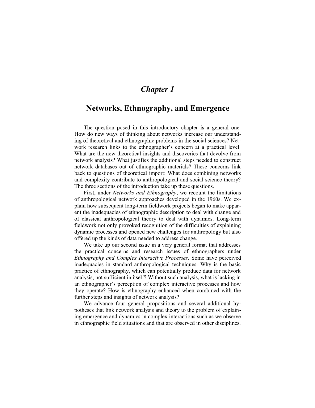 Networks, Ethnography, and Emergence