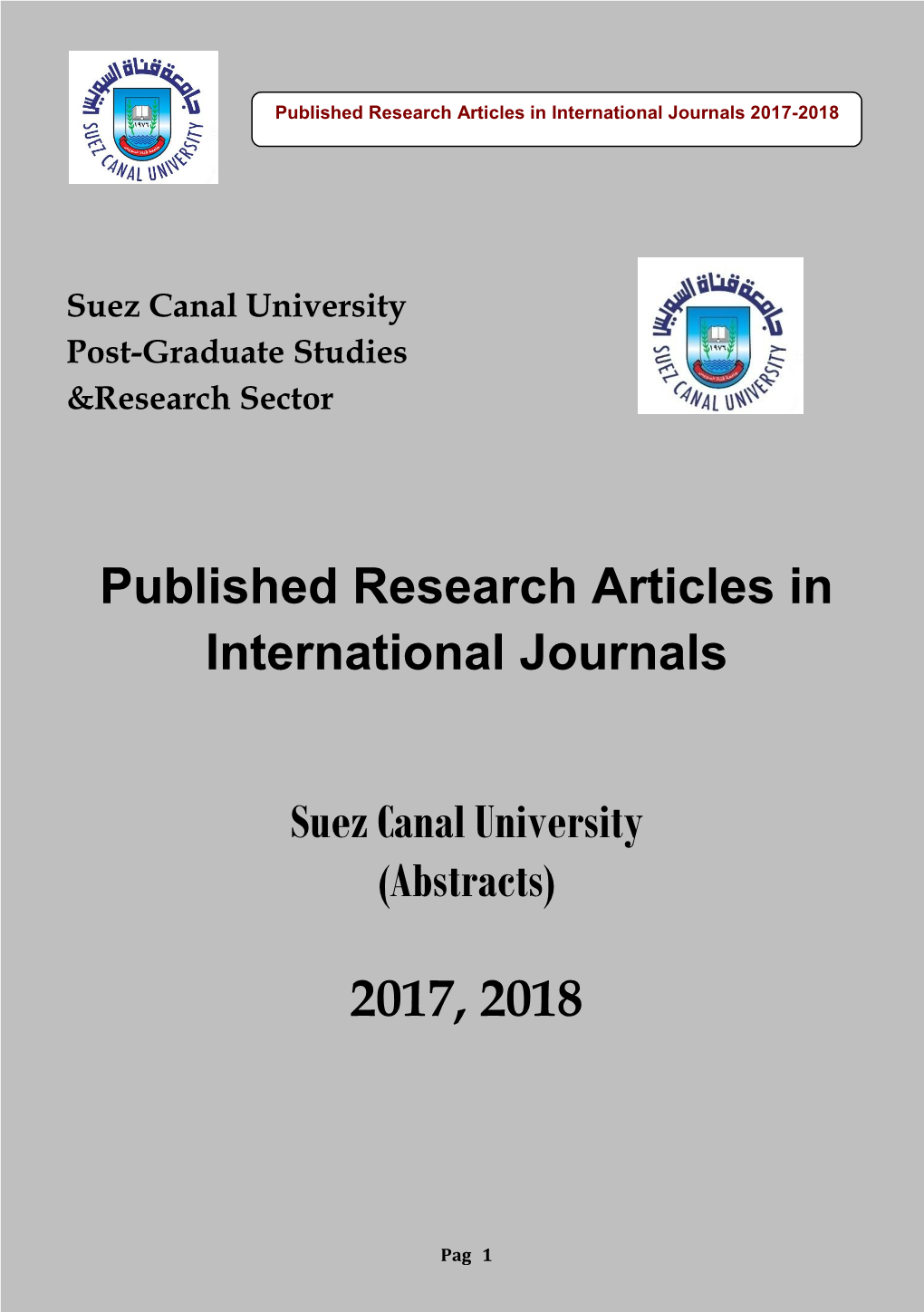 Published Research Articles in International Journals Suez Canal