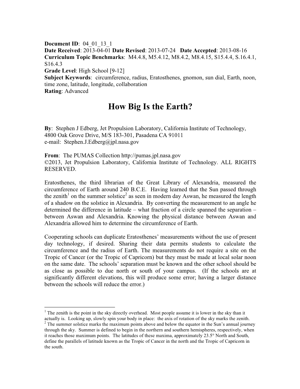 How Big Is the Earth?