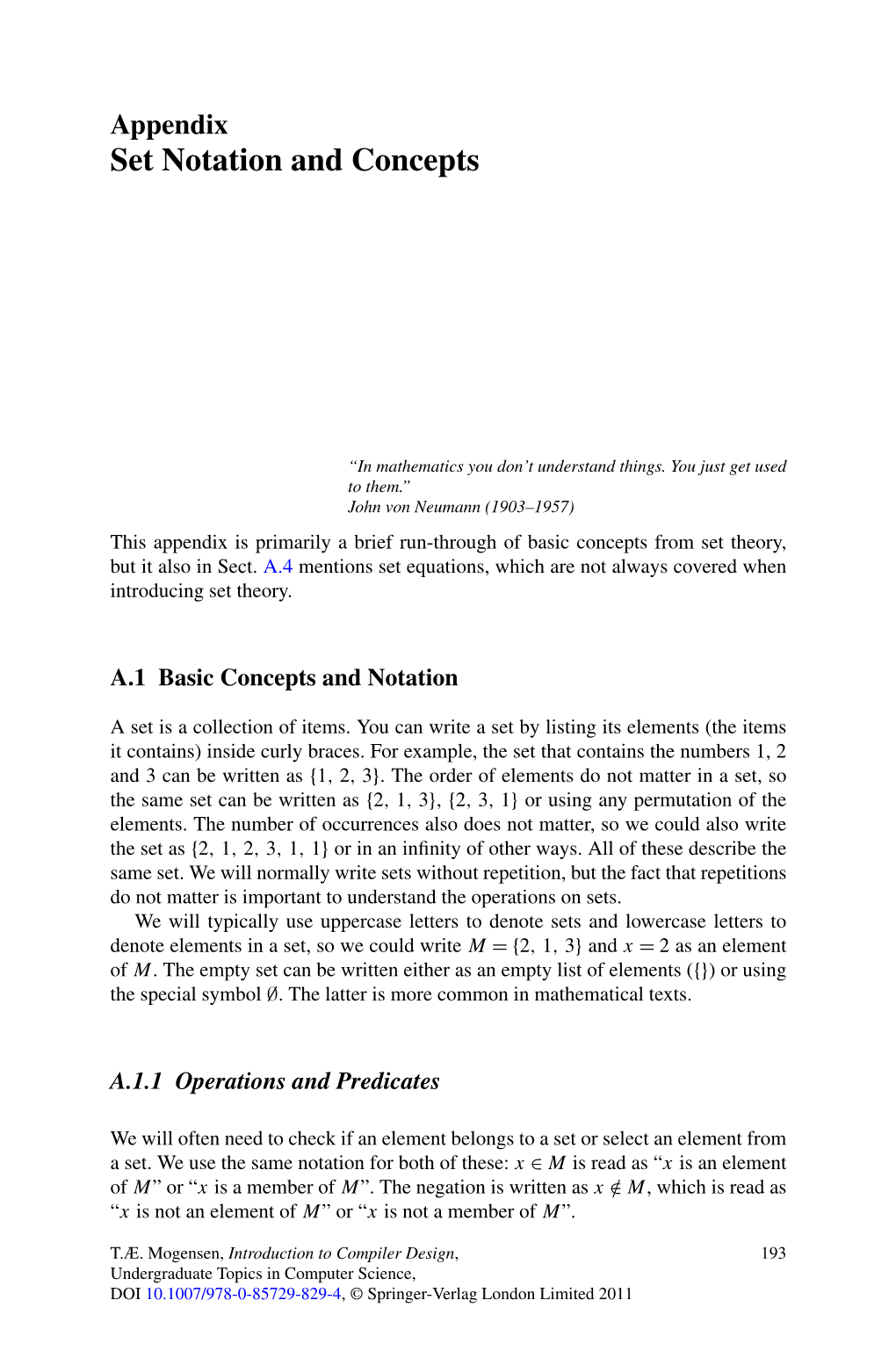 Set Notation and Concepts