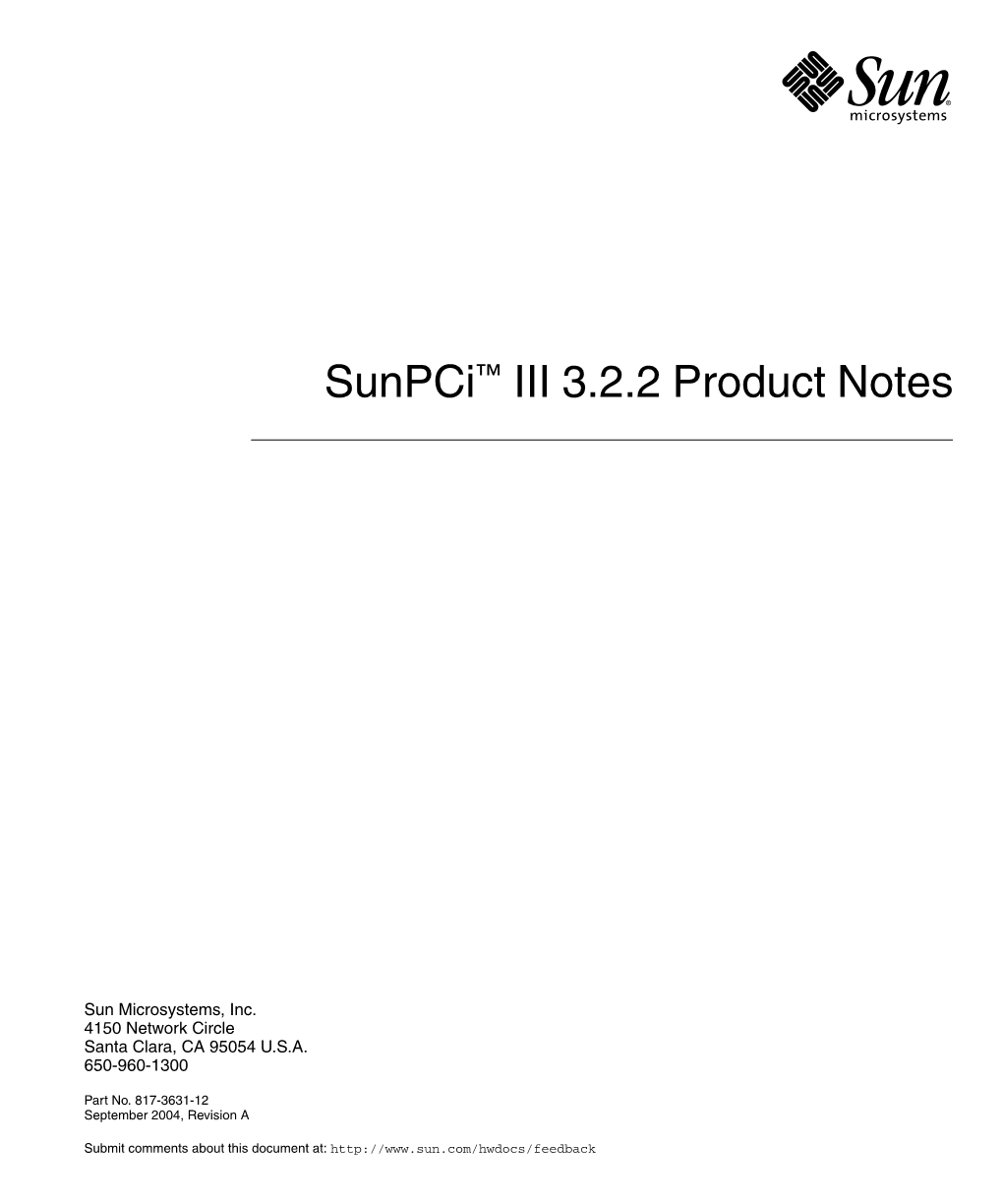Sunpci III 3.2.2 Product Notes