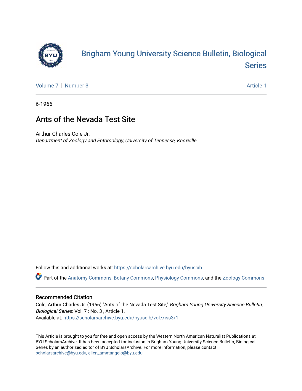 Ants of the Nevada Test Site