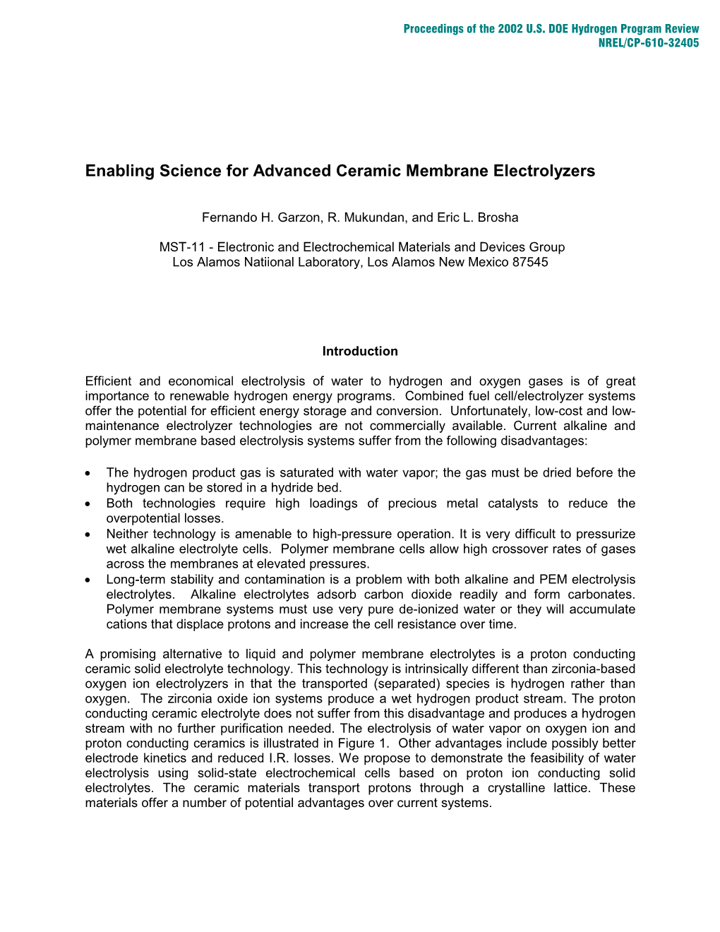 Enabling Science for Advanced Ceramic Membrane Electrolyzers