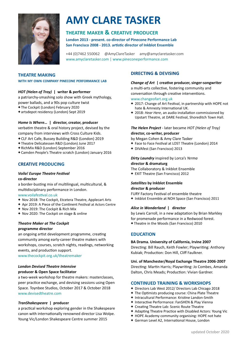 Amy Clare Tasker Theatre CV