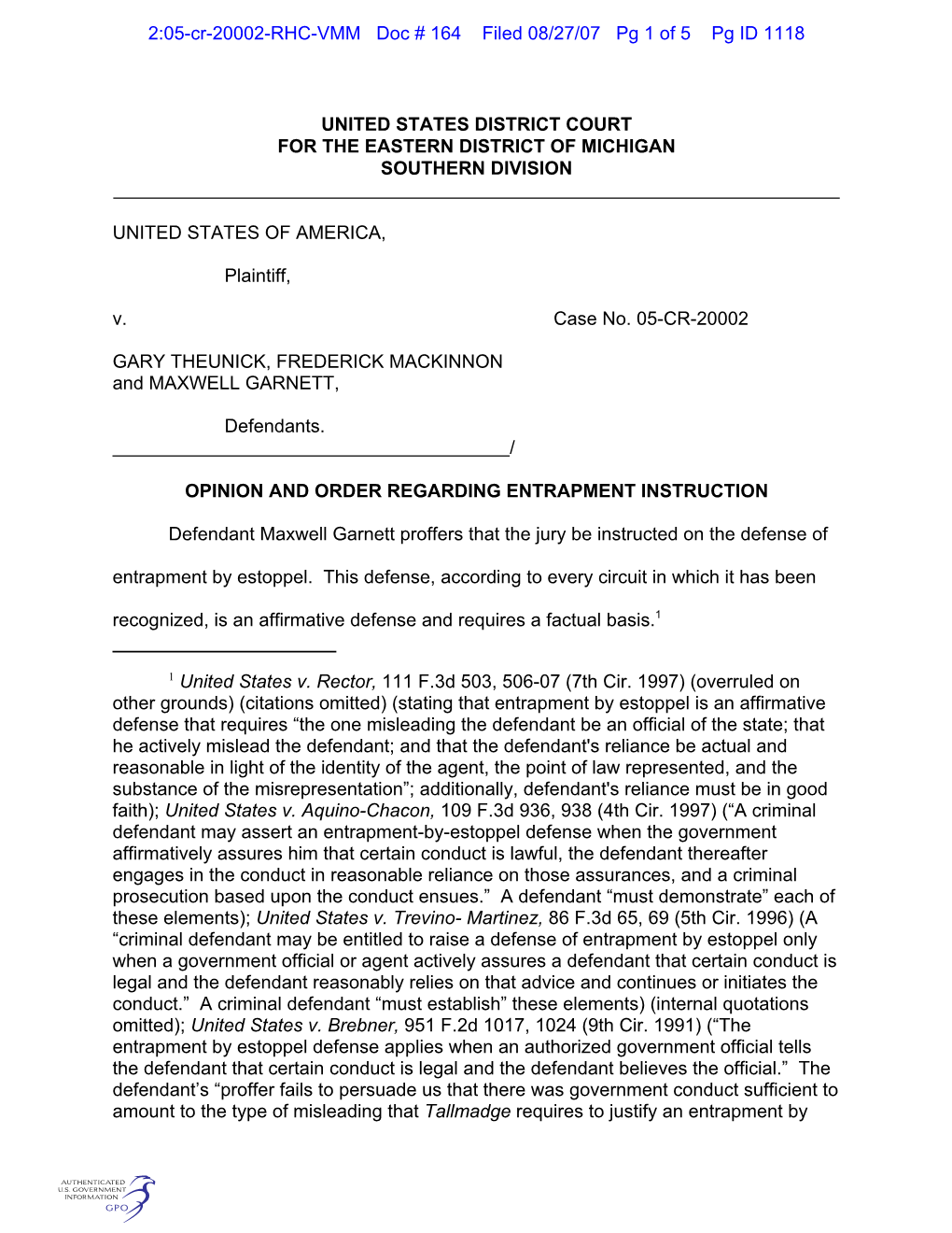 S:\Cleland\JUDGE's DESK\C1 ORDERS\05-20002.THEUNICK.Orderreentrapmentinstruction.Wpd