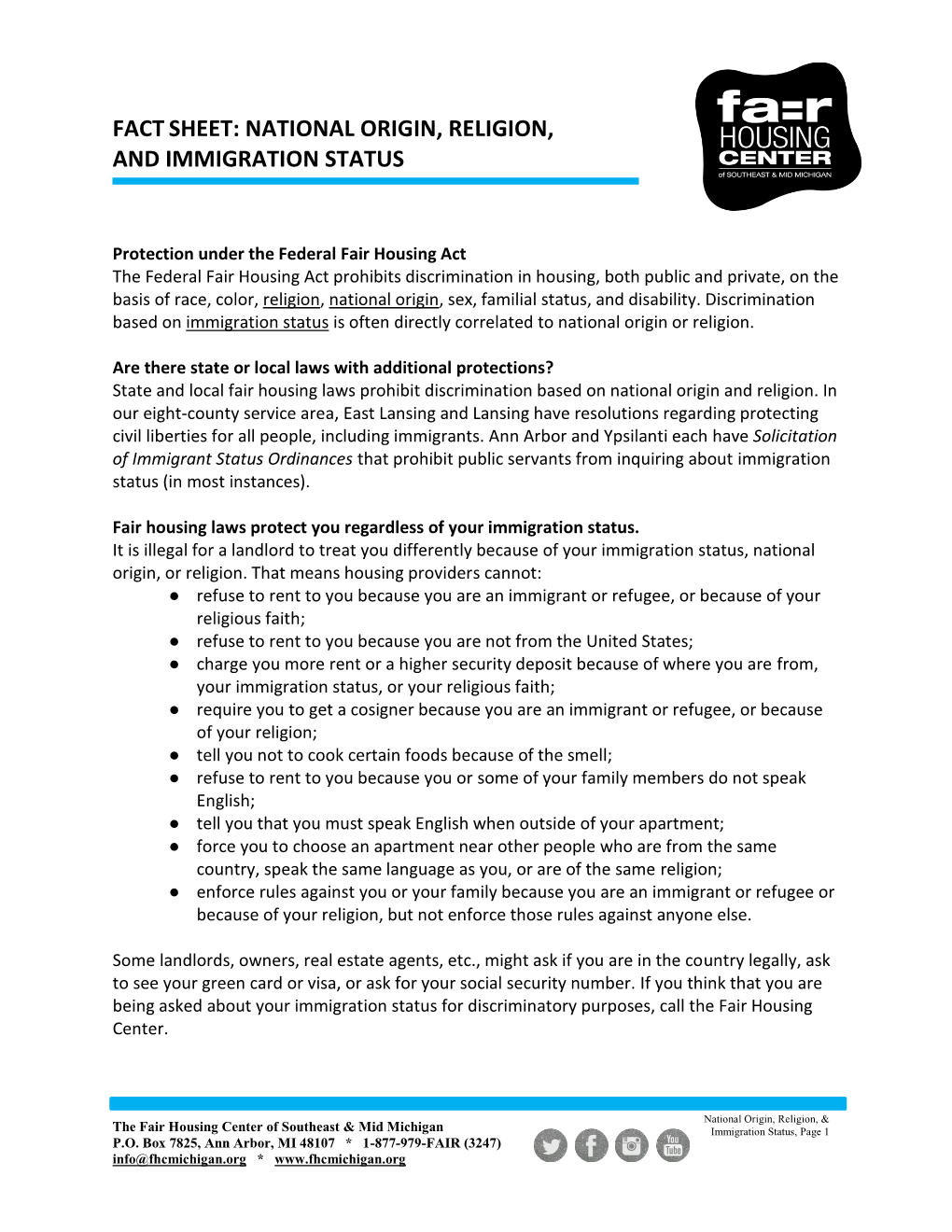 National Origin, Religion, and Immigration Status