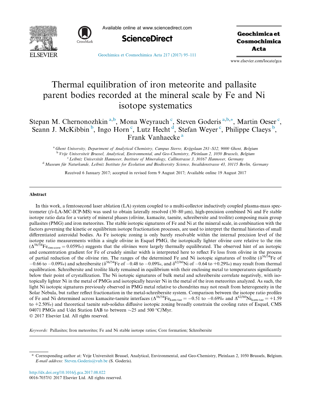 Thermal Equilibration of Iron Meteorite and Pallasite Parent Bodies Recorded at the Mineral Scale by Fe and Ni Isotope Systematics