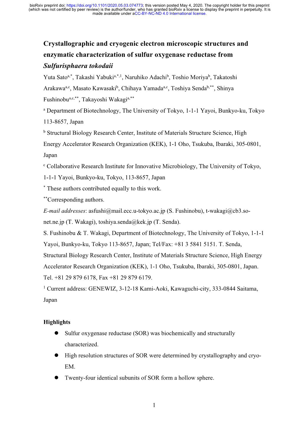 Crystallographic and Cryogenic Electron Microscopic Structures And