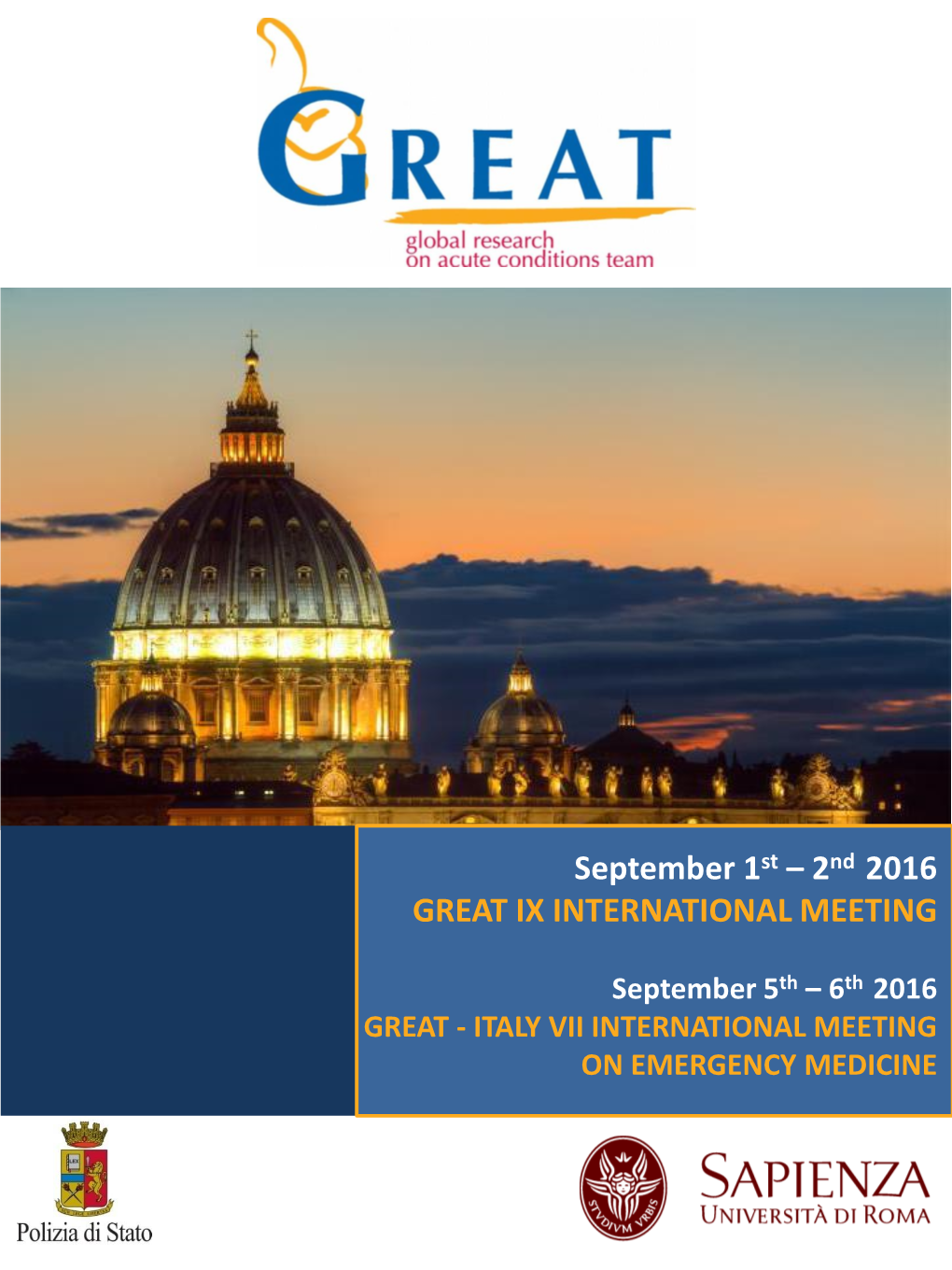 2Nd, Rome GREAT IX INTERNATIONAL MEETING Rome, Scuola Superiore Di Polizia PROGRAM