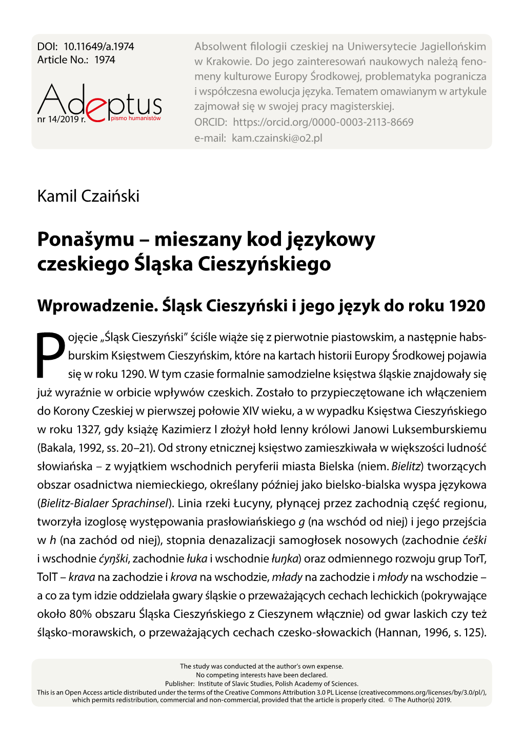 Ponašymu – Mieszany Kod Językowy Czeskiego Śląska Cieszyńskiego