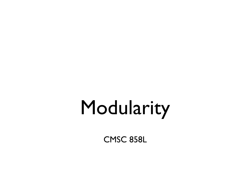 Network Modularity