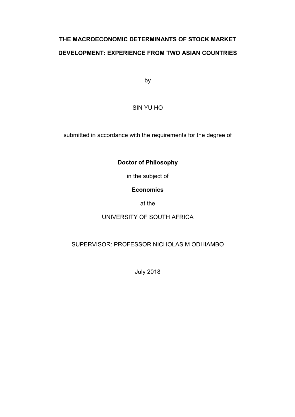 The Macroeconomic Determinants of Stock Market