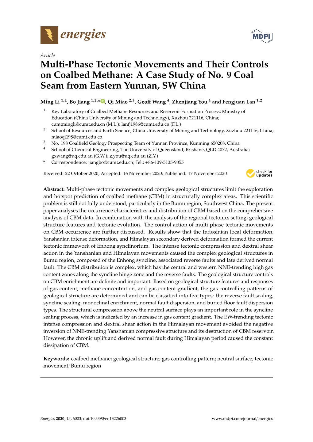 Multi-Phase Tectonic Movements and Their Controls on Coalbed Methane: a Case Study of No