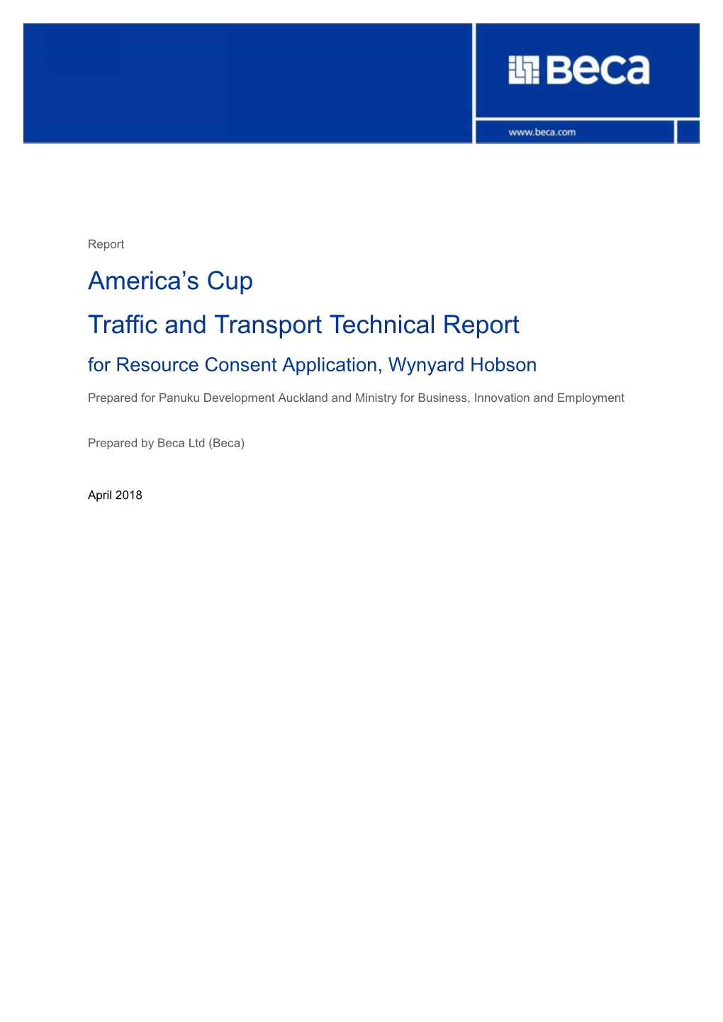 America's Cup Traffic and Transport Technical Report
