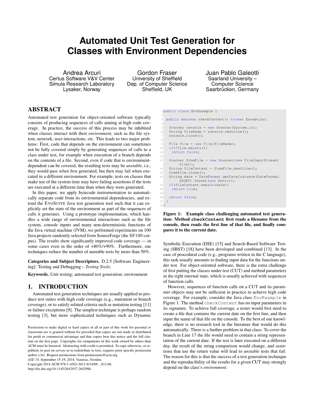 Automated Unit Test Generation for Classes with Environment Dependencies