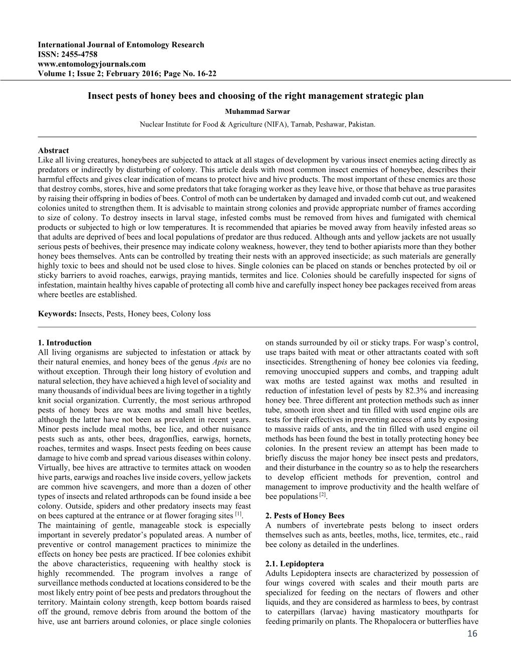 16 Insect Pests of Honey Bees and Choosing of the Right Management