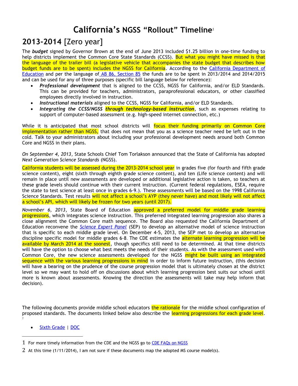 California S NGSS Rollout Timeline 1