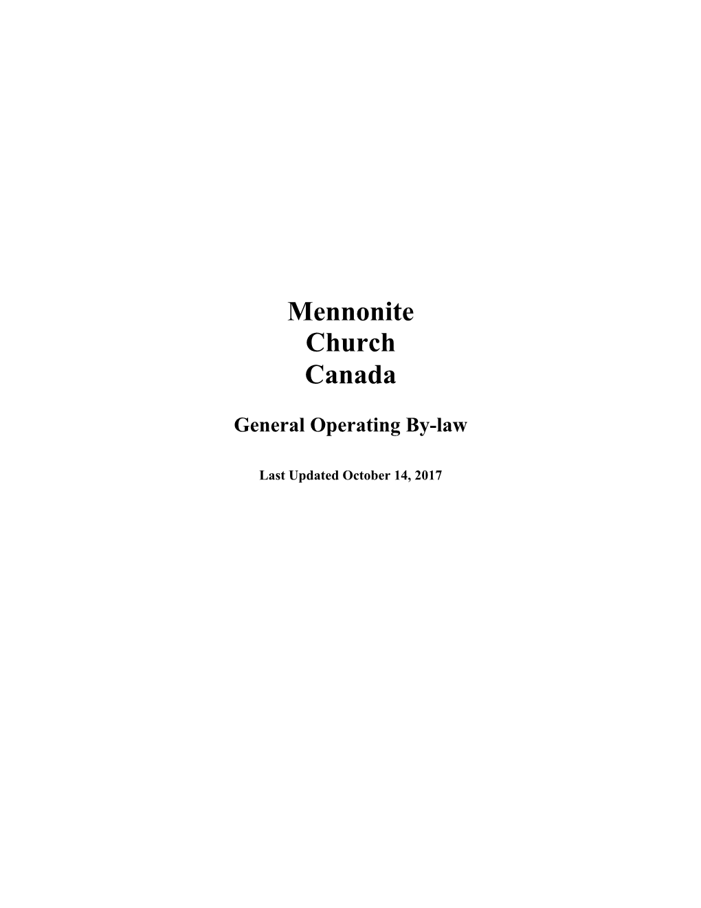 Bylaws of Mennonite Church Canada