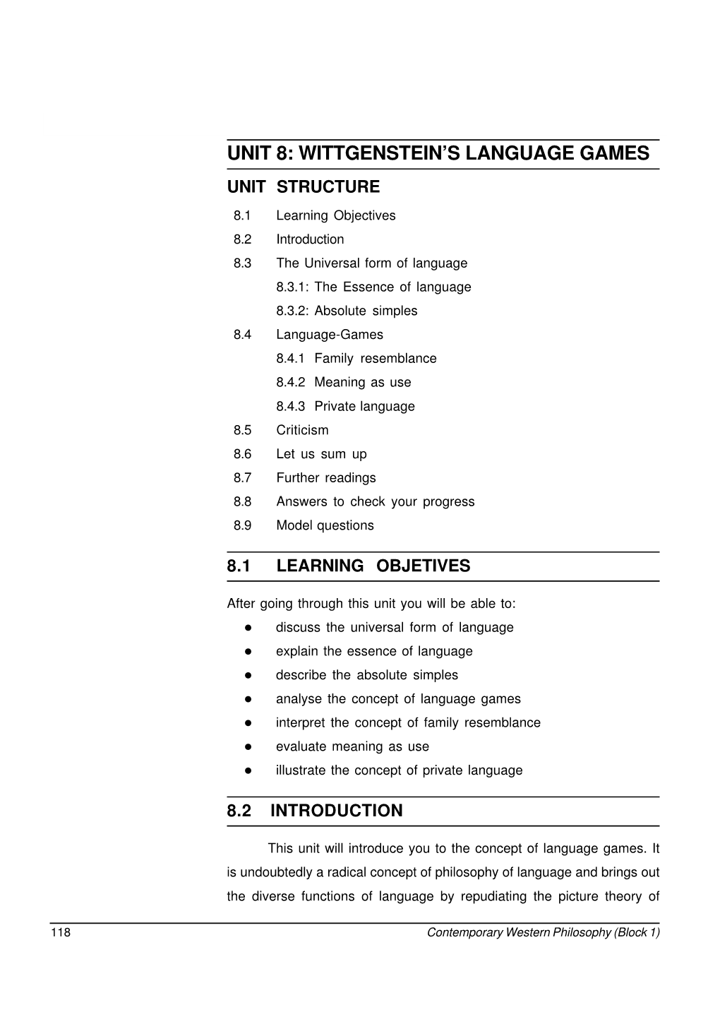 Unit 8: Wittgenstein's Language Games