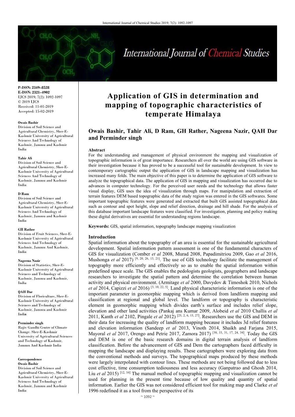 Application of GIS in Determination and Mapping of Topographic