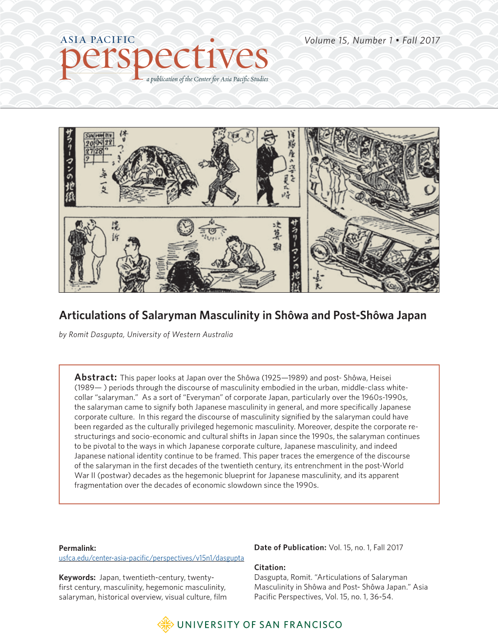 Articulations of Salaryman Masculinity in Shôwa and Post-Shôwa Japan by Romit Dasgupta, University of Western Australia