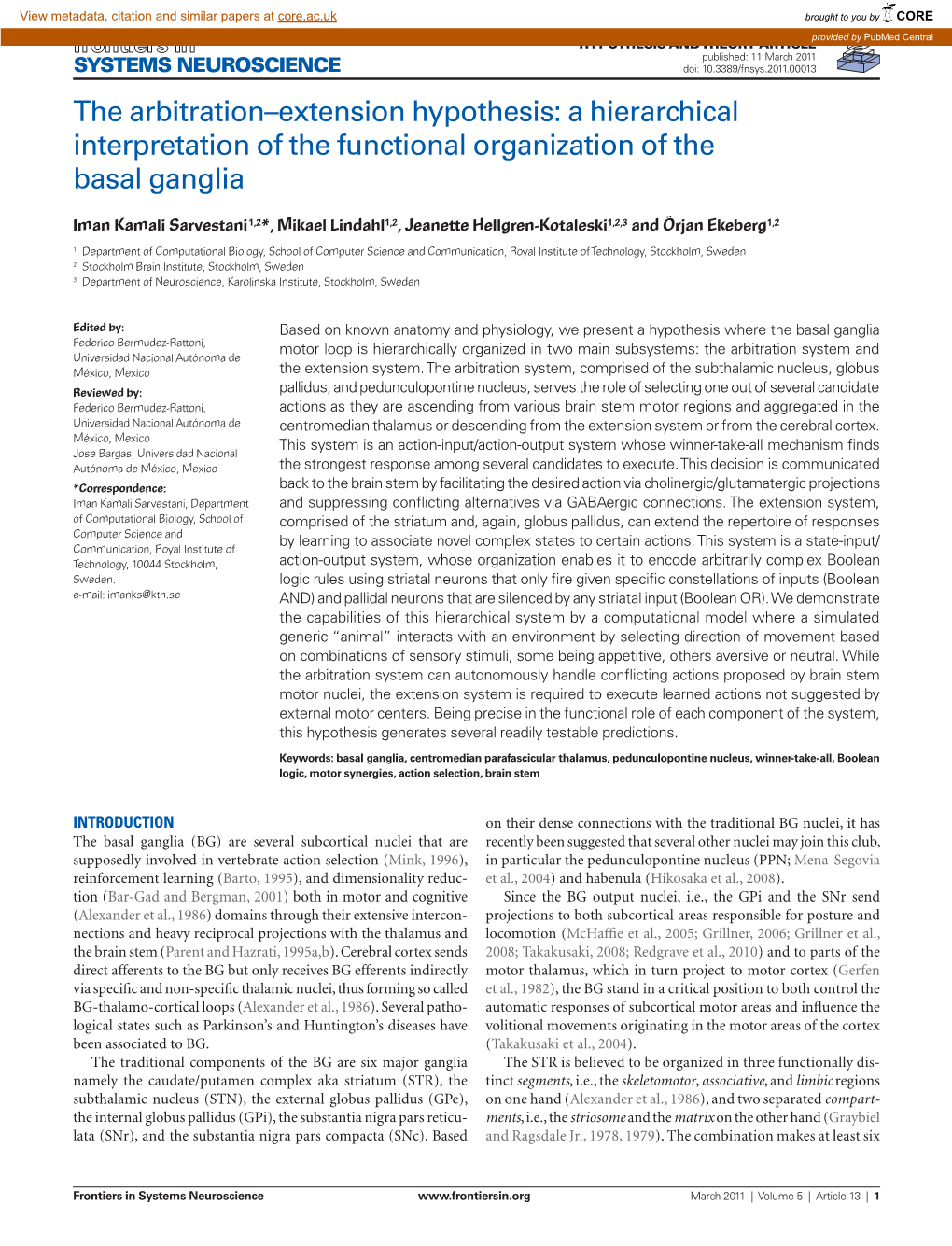 A Hierarchical Interpretation of the Functional Organization of the Basal Ganglia