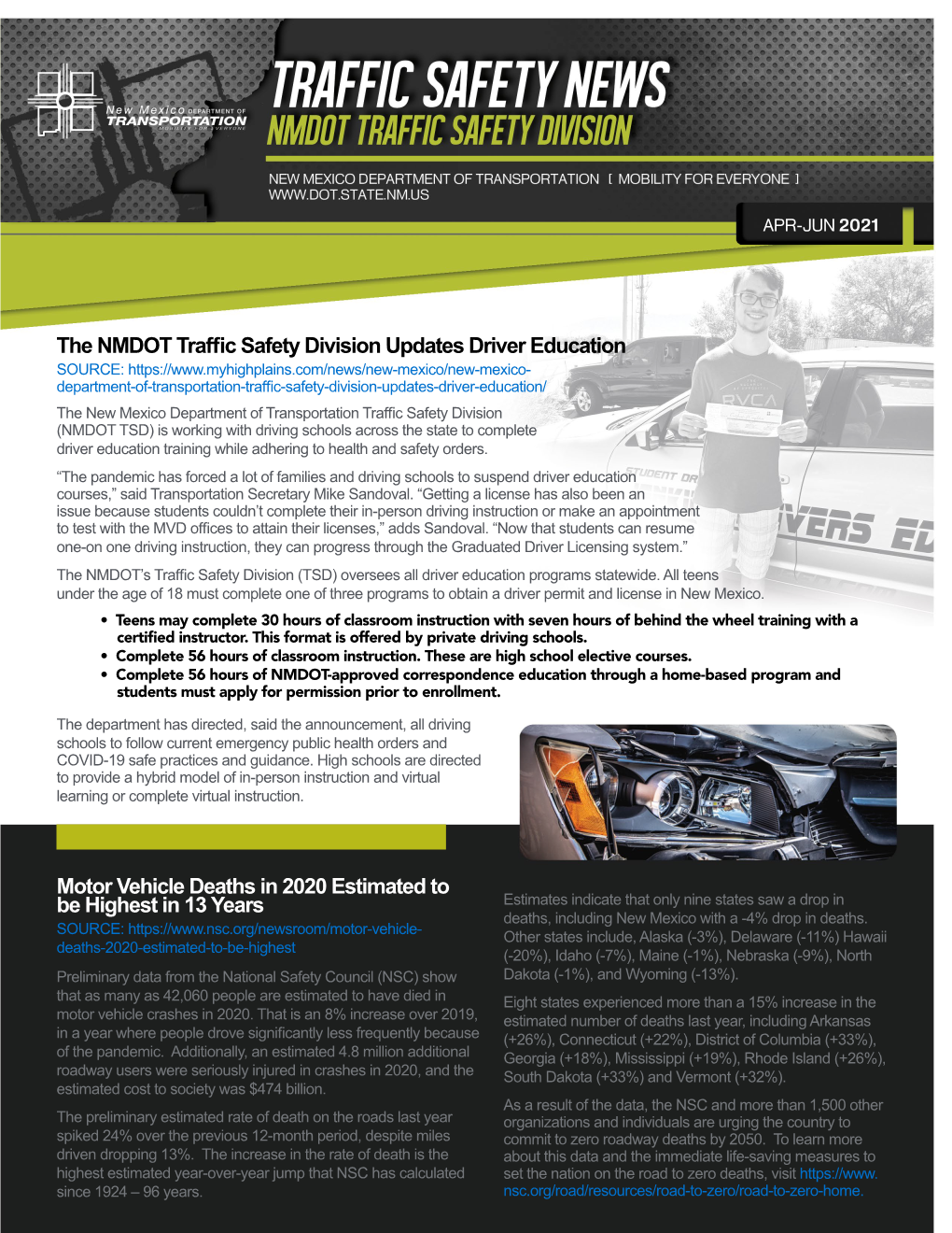 The NMDOT Traffic Safety Division Updates Driver Education Motor