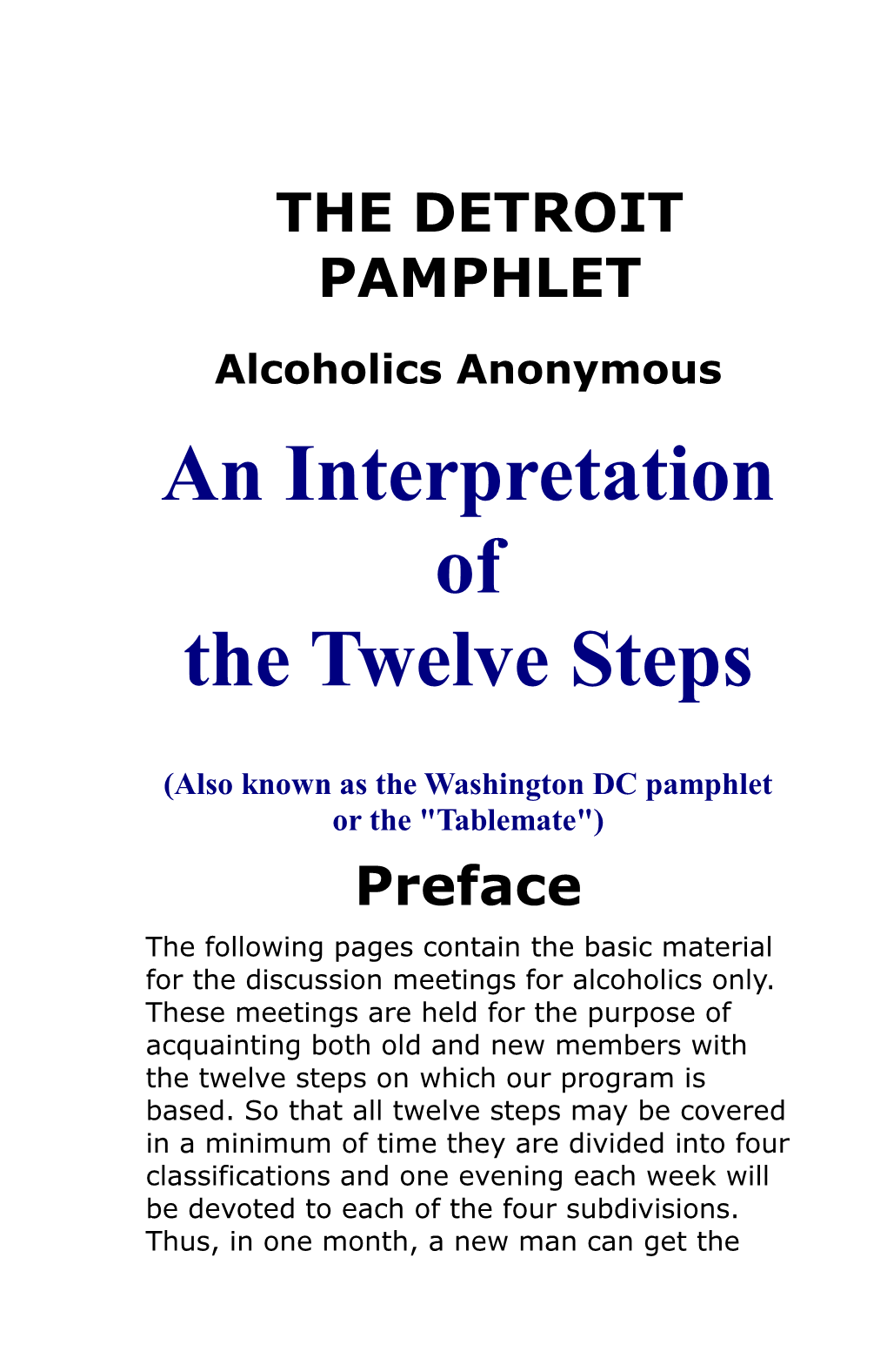 An Interpretation of the Twelve Steps