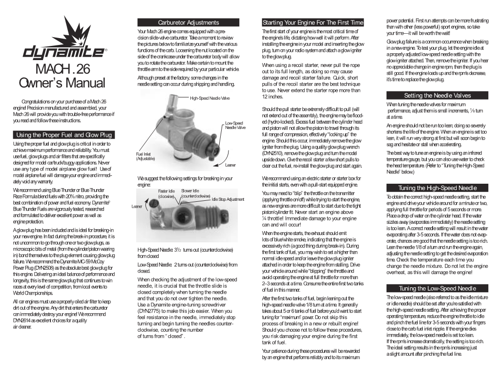 MACH 26 Instructions