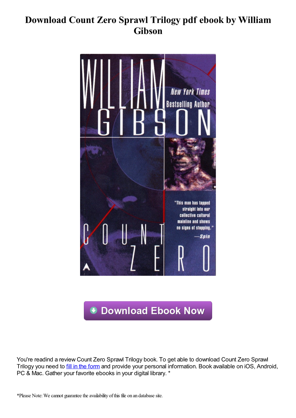 Download Count Zero Sprawl Trilogy Pdf Book by William Gibson