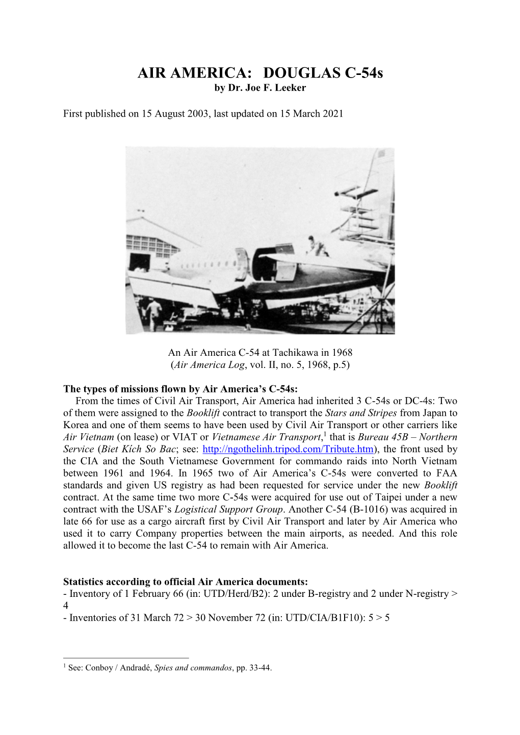 AIR AMERICA: DOUGLAS C-54S by Dr