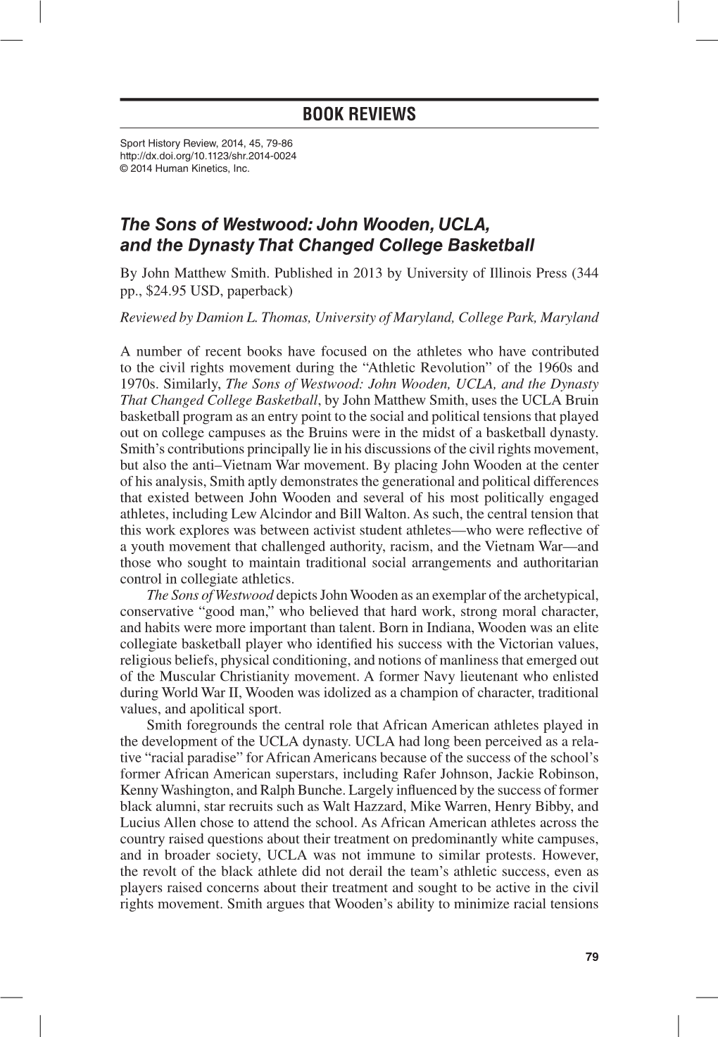 BOOK REVIEWS the Sons of Westwood: John Wooden, UCLA