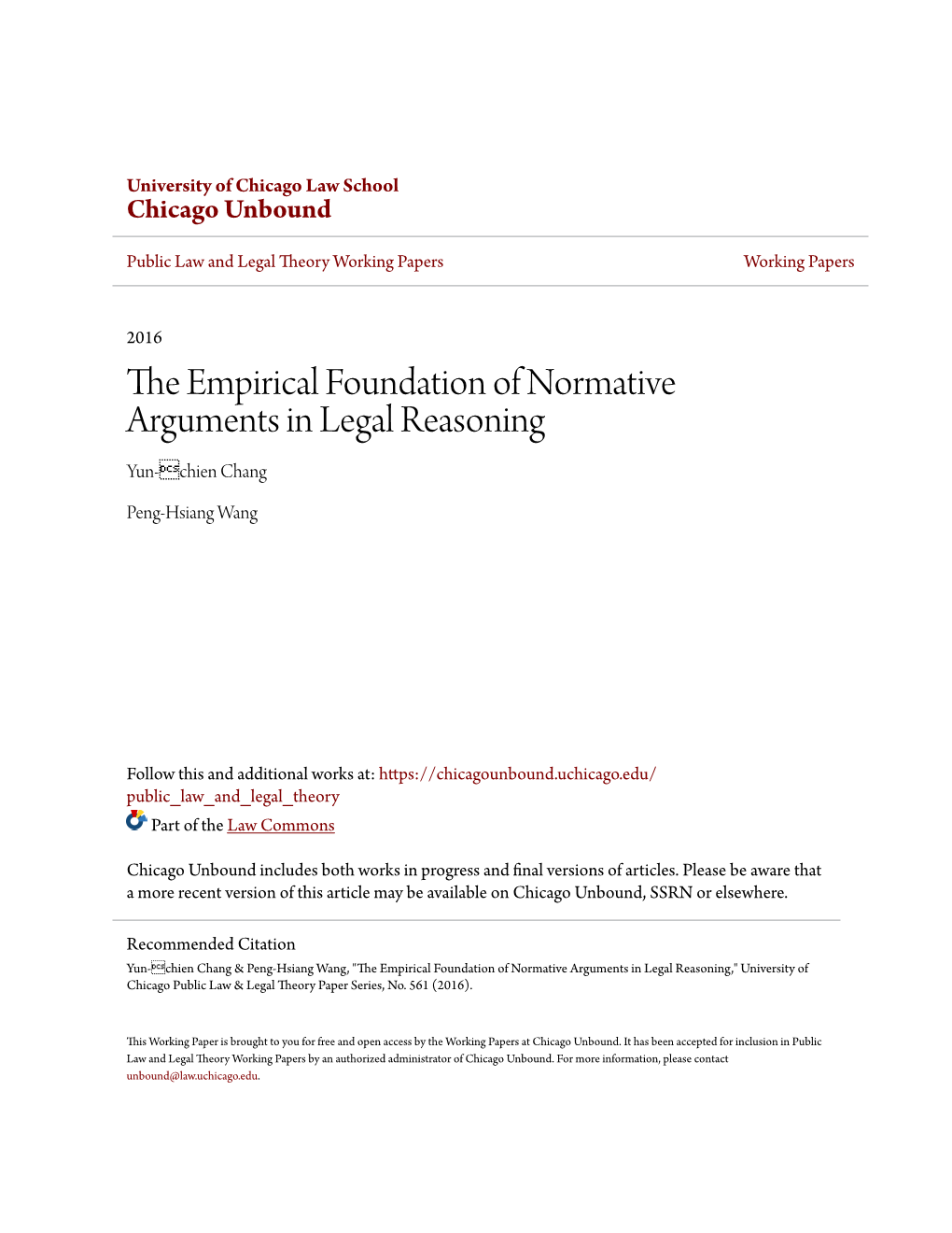 The Empirical Foundation of Normative Arguments in Legal Reasoning