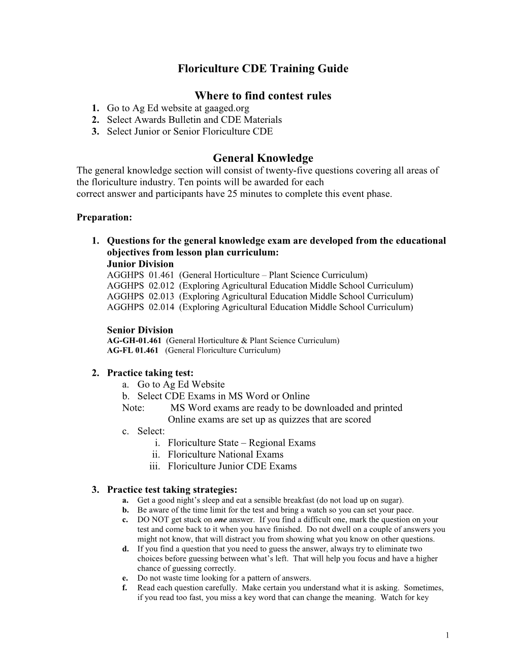 Floriculture CDE Training Guide