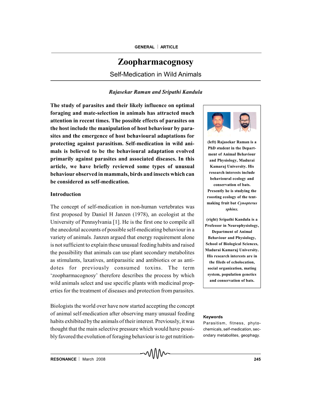 Zoopharmacognosy Self-Medication in Wild Animals