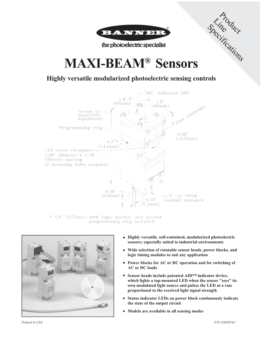 MAXI-BEAM® Sensors Highly Versatile Modularized Photoelectric Sensing Controls