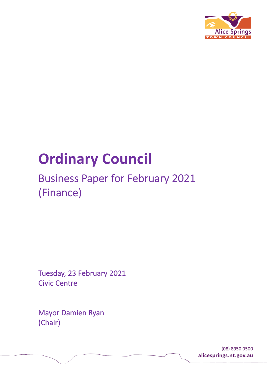 Ordinary Council Business Paper for February 2021 (Finance)