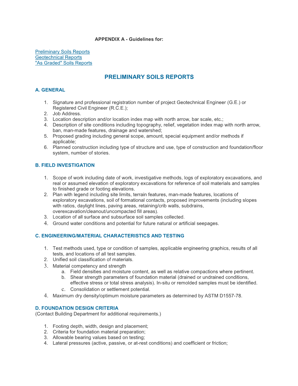 Preliminary Soils Reports Geotechnical Reports 