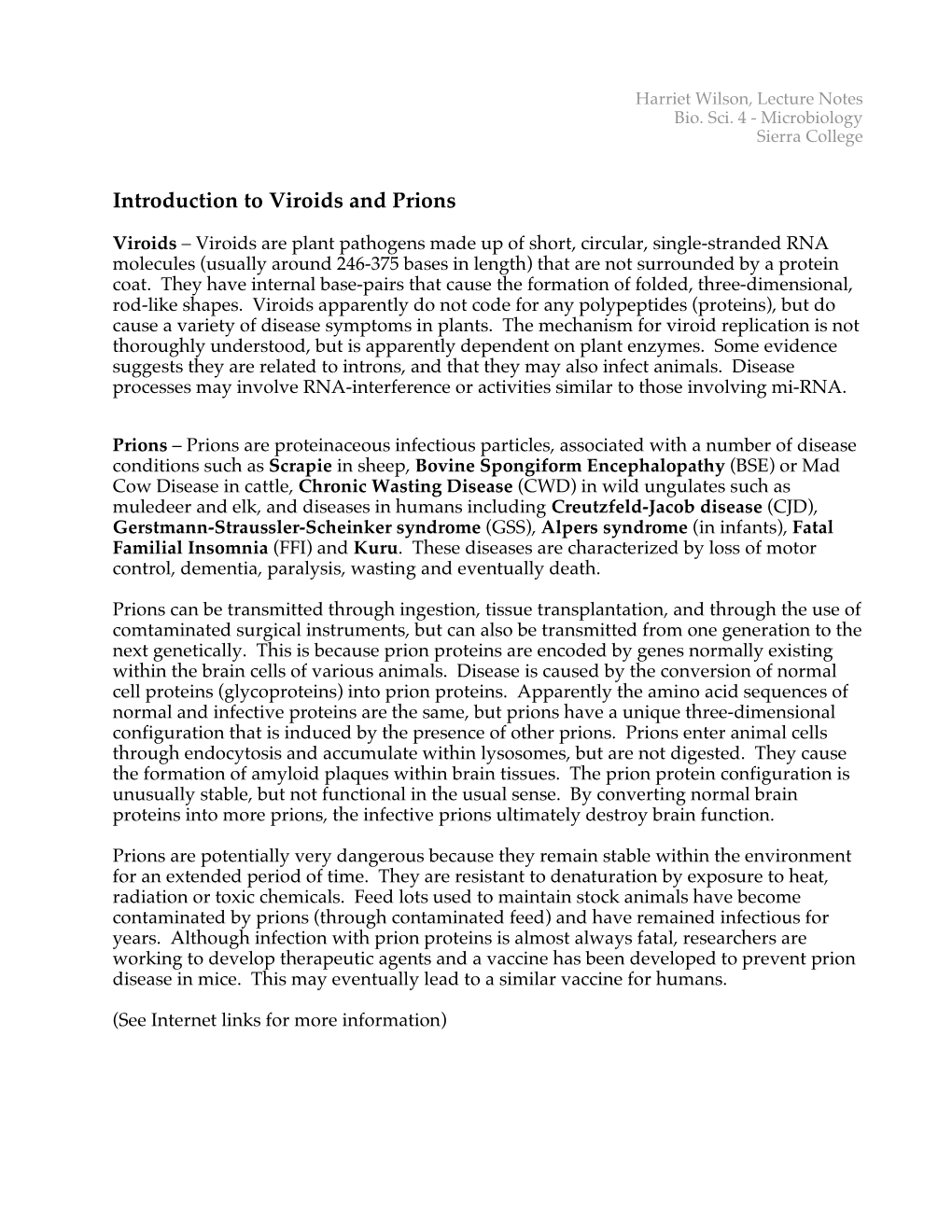 Introduction to Viroids and Prions