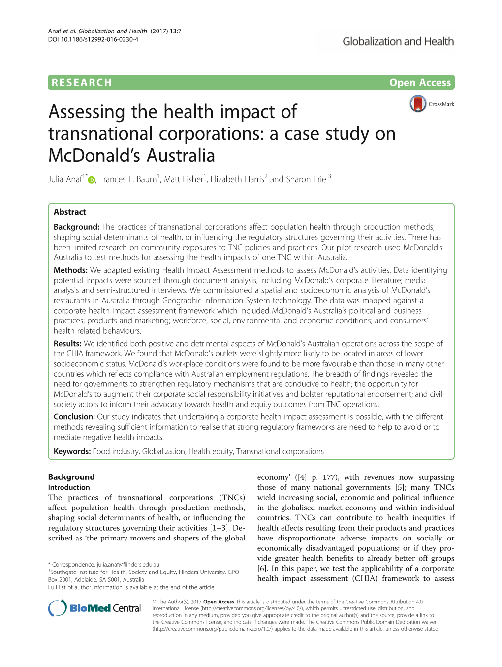 Download/Enterprise-Agreements/MCDONALDS- Study of the Relationship Between Social and Environmental Determinants AUSTRALIA-ENTERPRISE-AGREEMENT-2013.Pdf