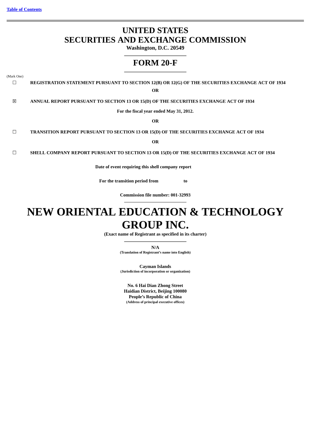 New Oriental Education & Technology Group Inc