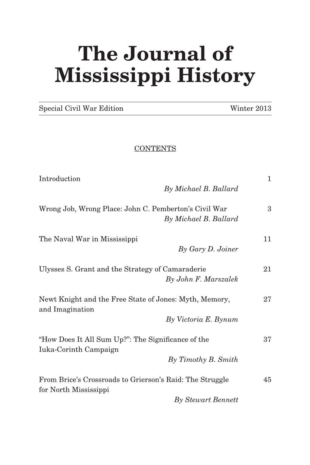 The Journal of Mississippi History