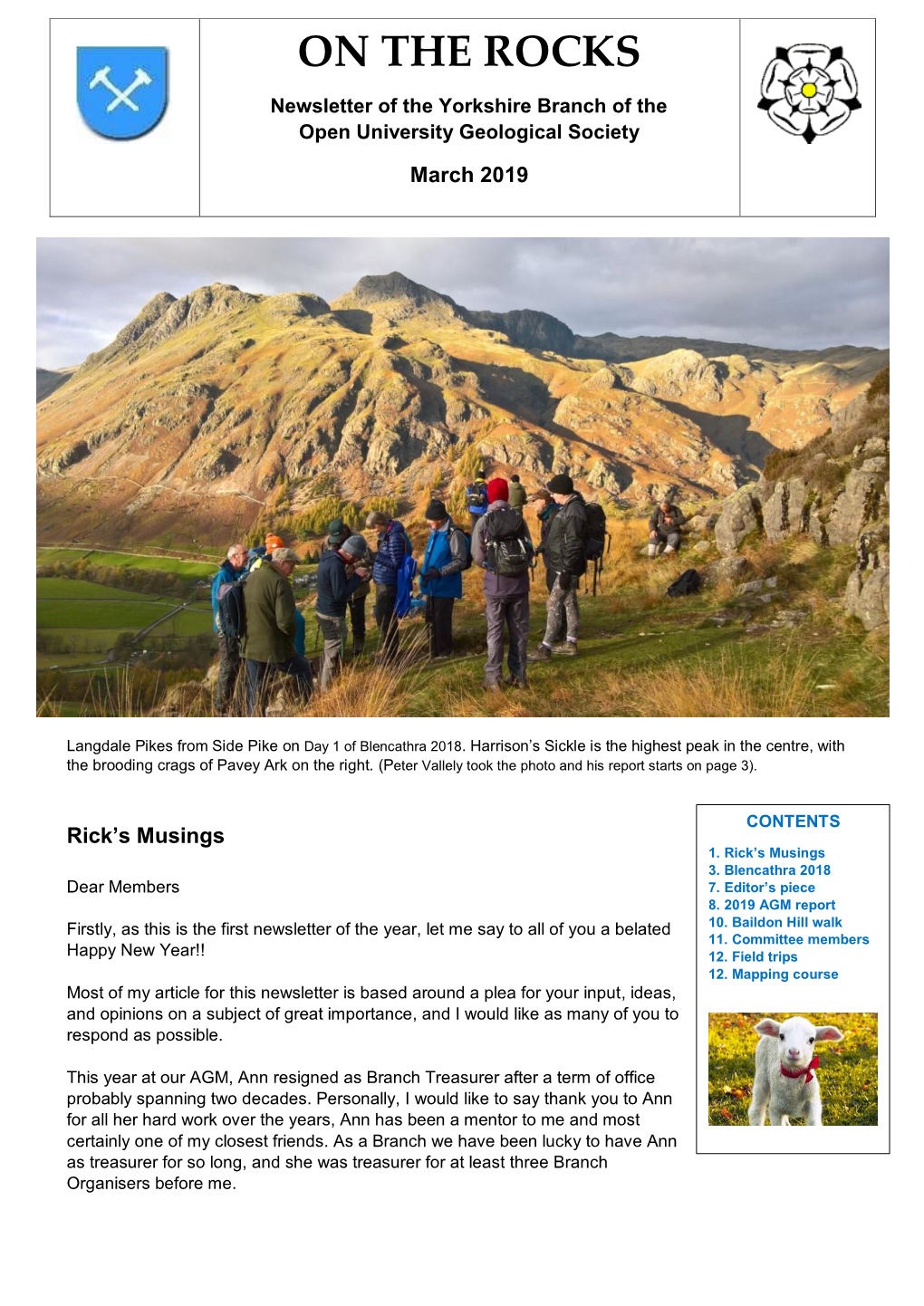 Newsletter of the Yorkshire Branch of the Open University Geological Society March 2019