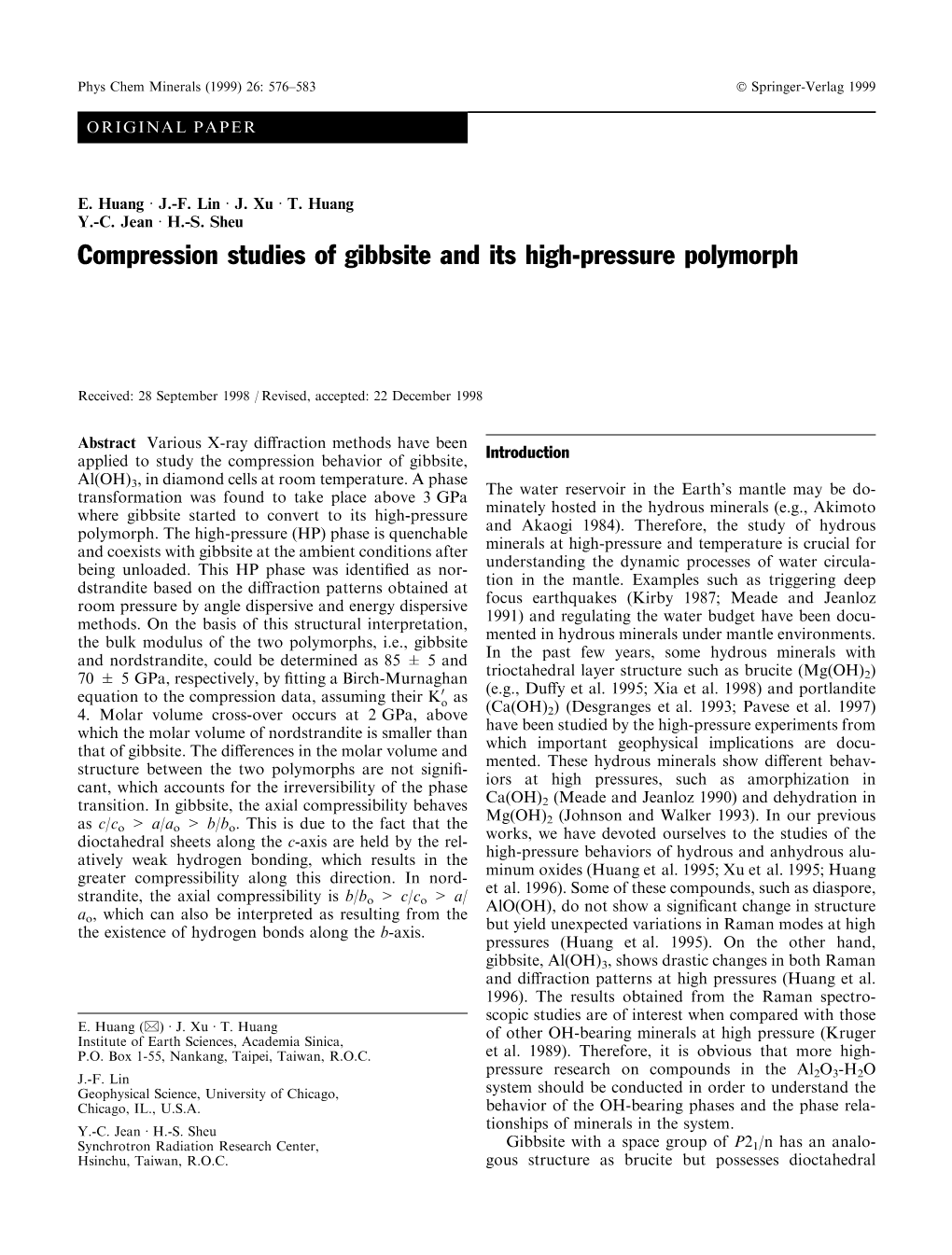 Compression Studies of Gibbsite and Its High-Pressure Polymorph