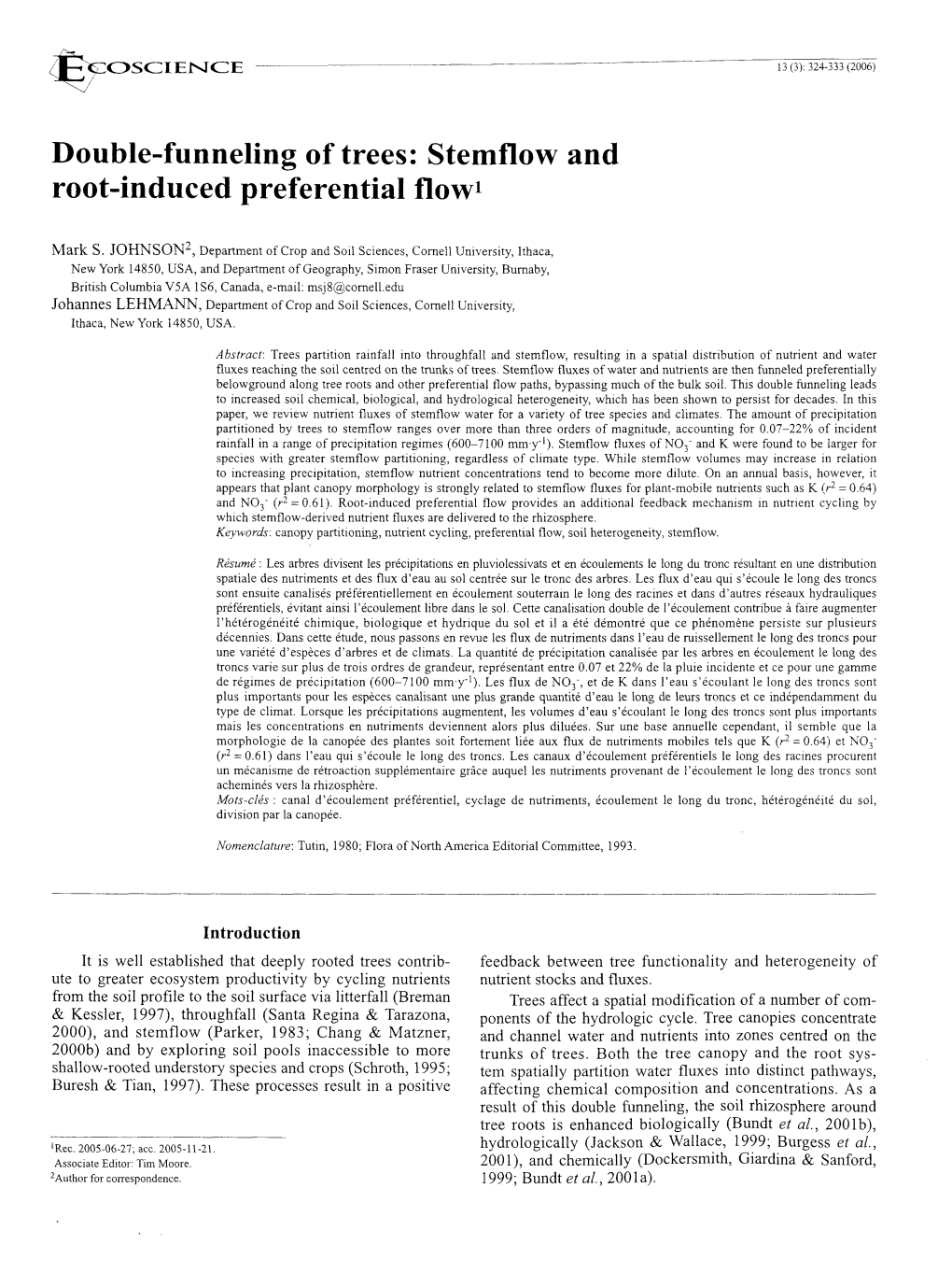 Double-Funneling of Trees: Stemflow and Root-Induced Preferential Flow1